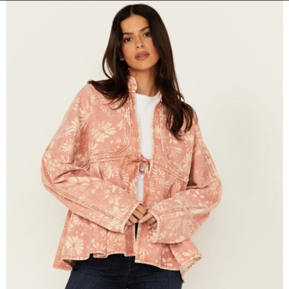 FREE PEOPLE LUA BED DENIM JACKET TOP SIZE L NWOT